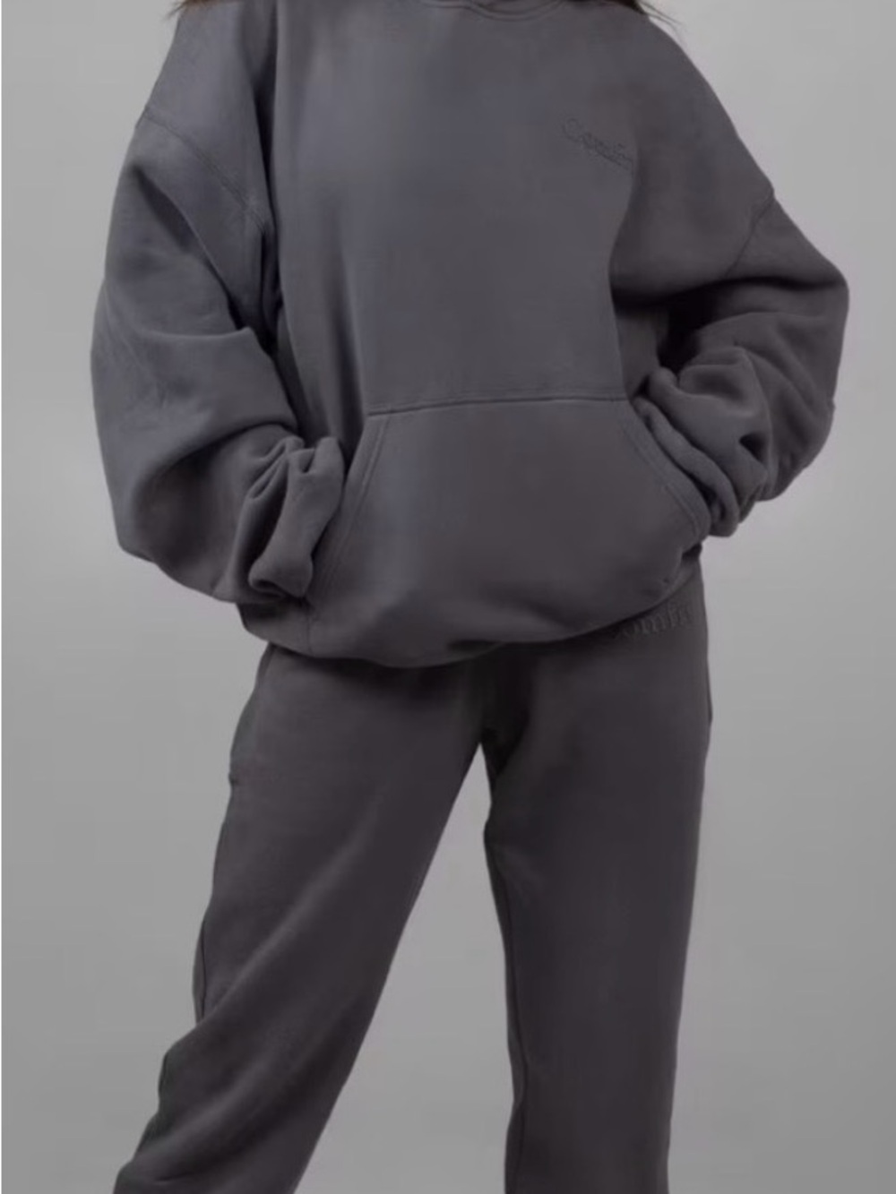Comfort-Fit Hoodie & Jogger Set - Dark Grey